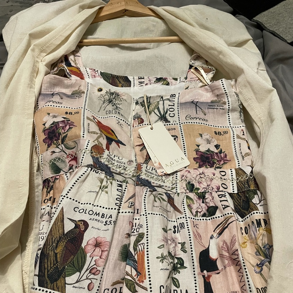 Ague Bendita Linen Maxi Herbarium Dress Size Small